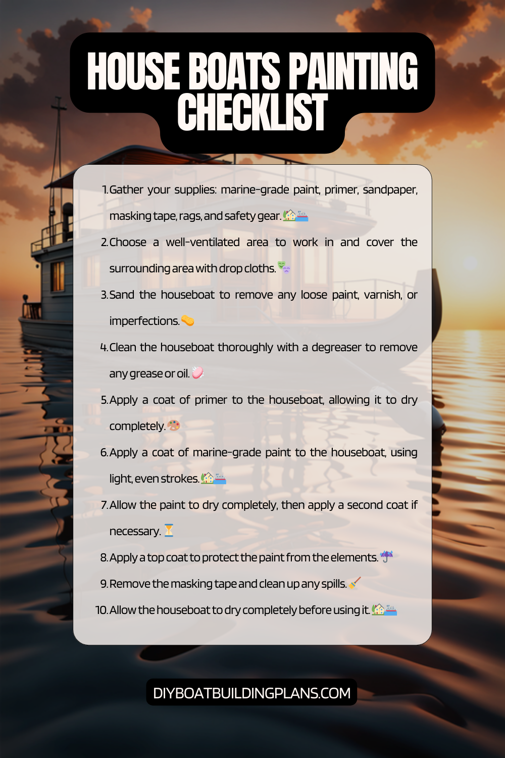 House Boat Painting Checklist