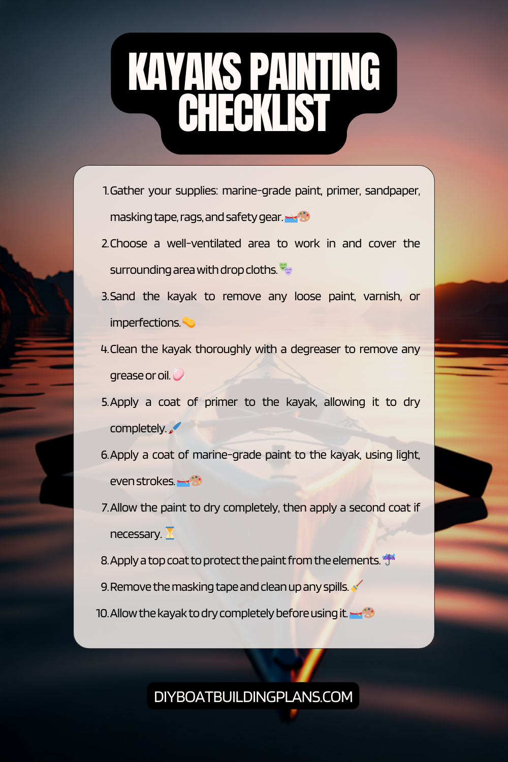 Kayak Painting Checklist