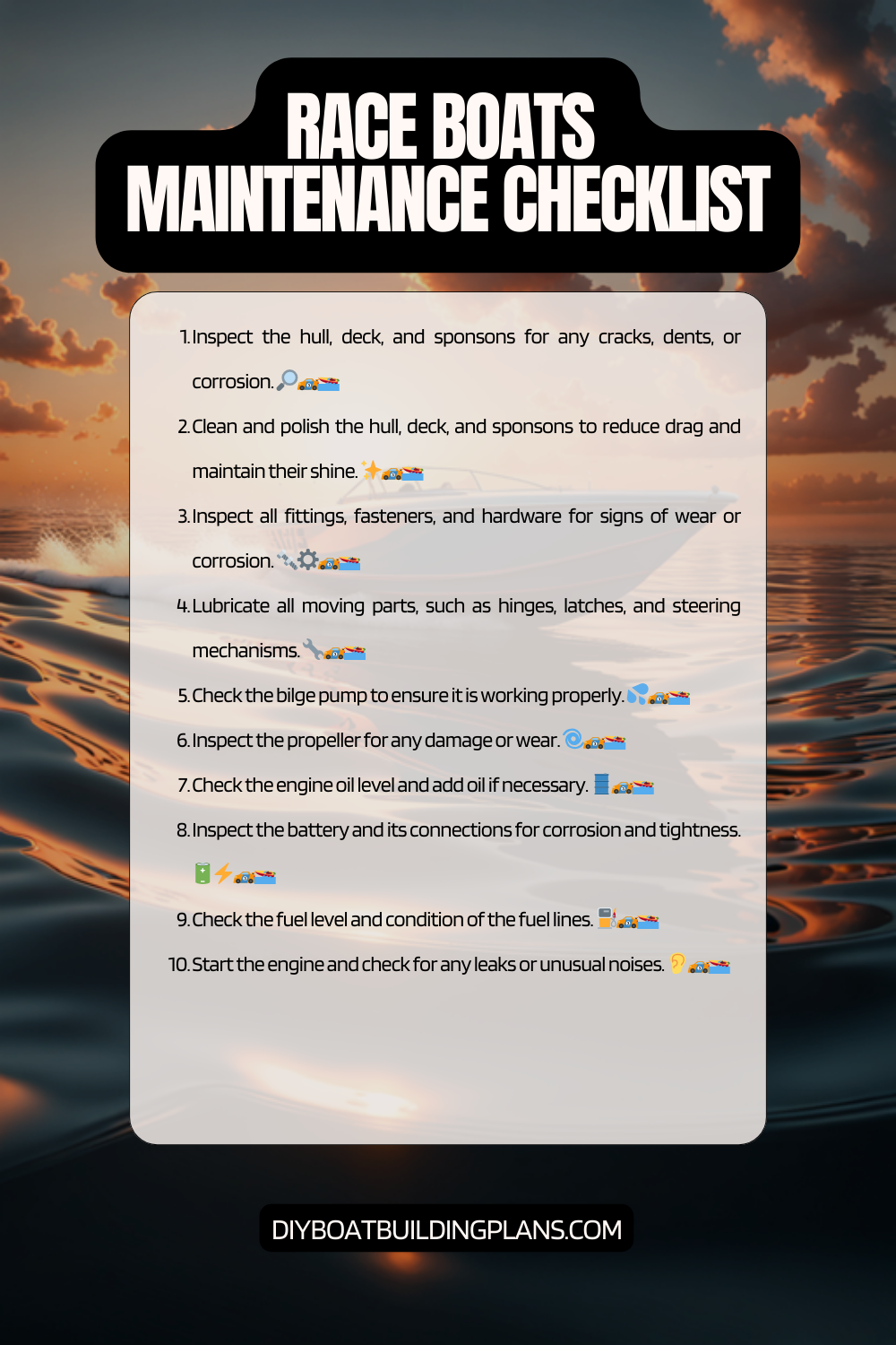 Race Boat Maintenance Checklist