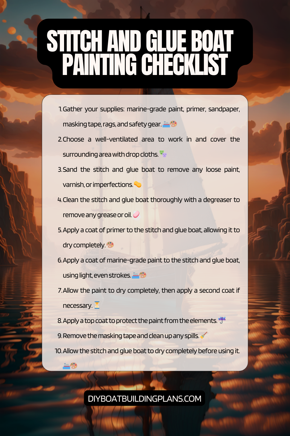 Stitch and Glue Boat Painting Checklist