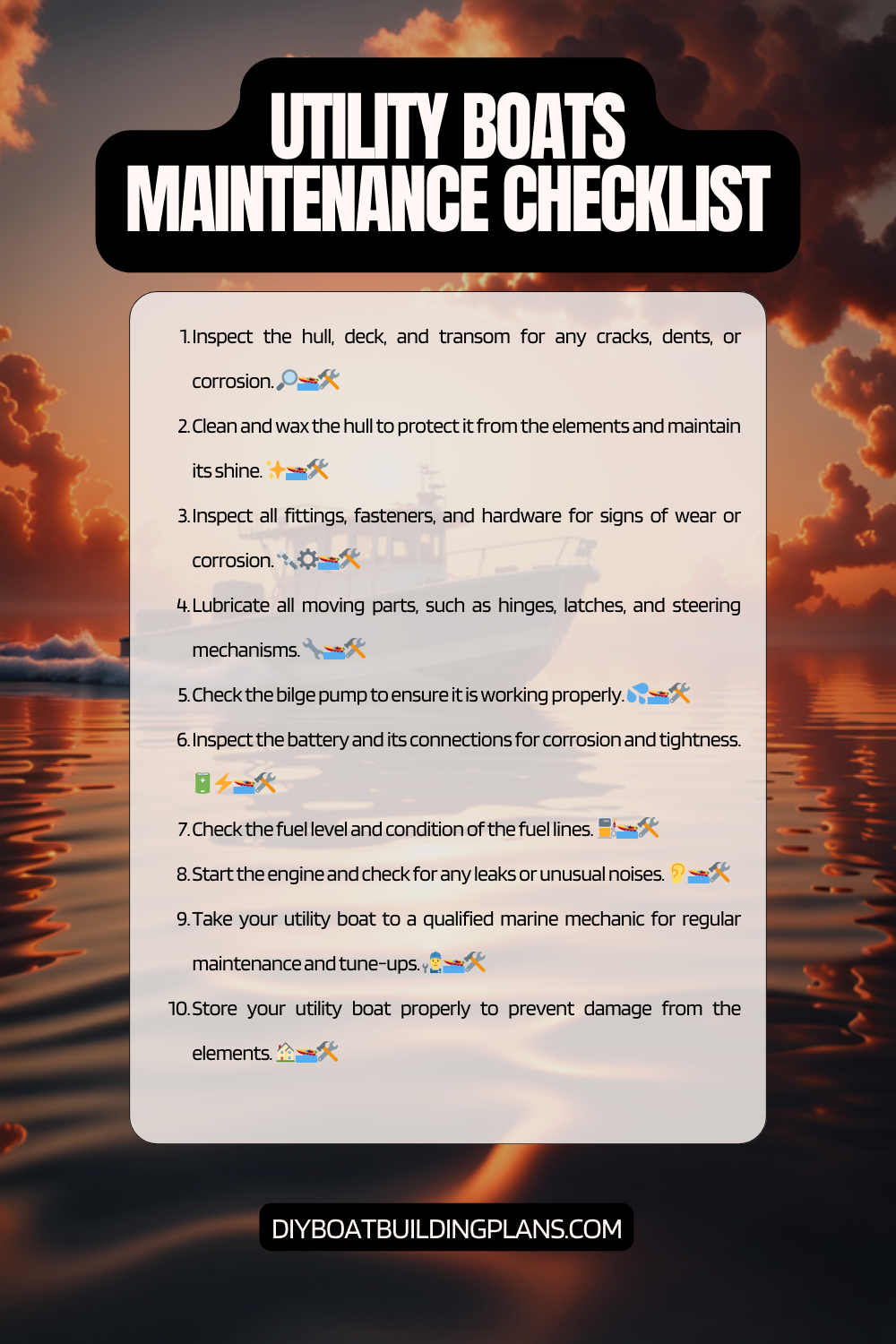 Utility Boats Maintenance Checklist